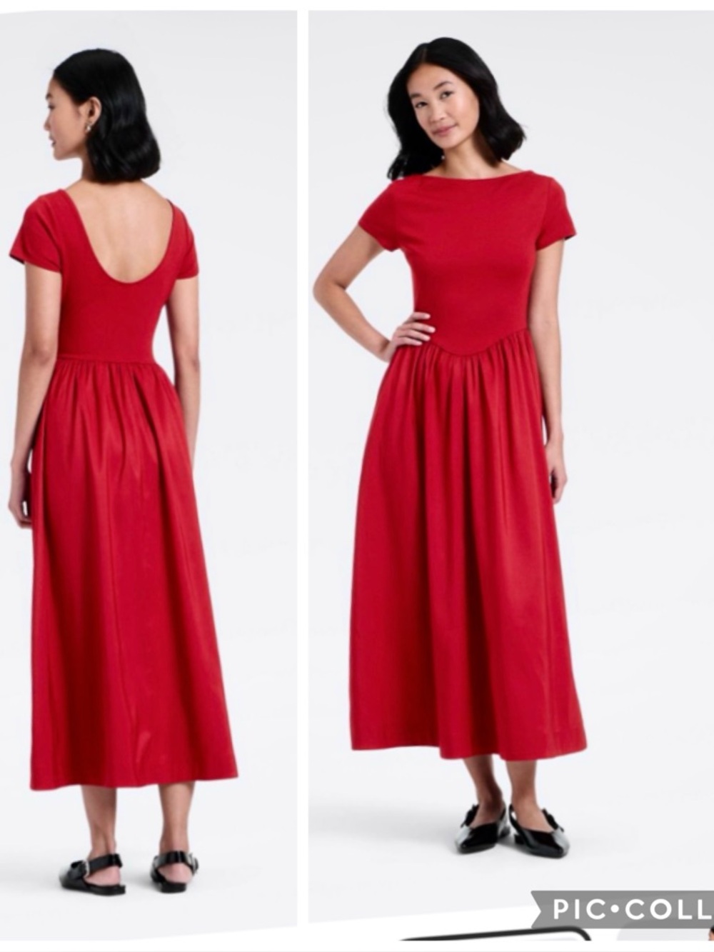 NWT A New Day Red Midi Dress Open Back Fit & Flare Stretch Bodice Flowy Skirt